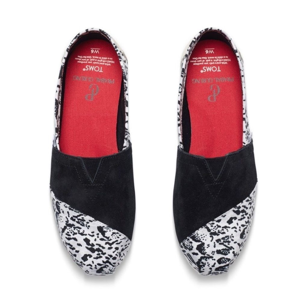 TOMS x Prabal Gurung Collab Shoes Canvas Suede Snow Leopard Slip-On Size 9.5
